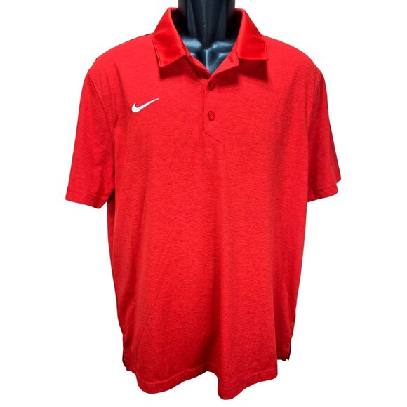 Nike Dri-Fit Red Polo Shirt Large Short Sleeve Lightweight Athletic Wear - Picture 1 of 7